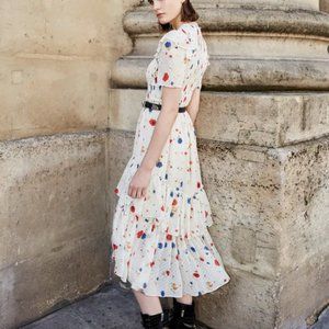 US SM/EU 1 The Kooples long printed ruffle dress